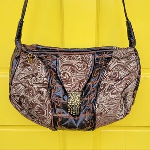 Park Avenue Vintage Crocodile-Embossed Leather & Marbled Textile Hobo Bag